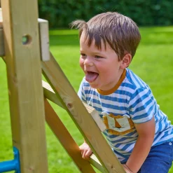 TP Skywood Wooden Climbing Frame with Two Extra Play Towers, Sky Deck, Skyline with Flying Fox, Monkey Bars, Double Swing Arm, 10ft Super Wavy Slide & 8ft Ripple Slide - FSC® certified