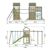 TP Skywood Wooden Climbing Frame with Extra Play Tower, Sky Deck, Skyline with Flying Fox, Monkey Bars, Double Swing Arm & Slide - FSC® certified