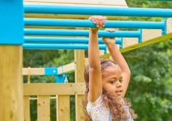 TP Skywood Wooden Climbing Frame with Extra Play Tower, Sky Deck, Skyline with Flying Fox, Monkey Bars, Double Swing Arm & Slide - FSC® certified