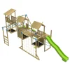 TP Skywood Wooden Climbing Frame with Three Towers, Sky Deck, Flying Fox, Monkey Bars, Double Swing Arm & Two Slides - FSC® certified