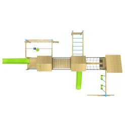 TP Skywood Wooden Climbing Frame with Three Towers, Sky Deck, Flying Fox, Monkey Bars, Double Swing Arm & Two Slides - FSC® certified