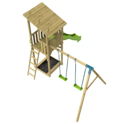 TP Skywood Wooden Lookout Tower with Superwavy Slide & Double Swing Arm - FSC® certified