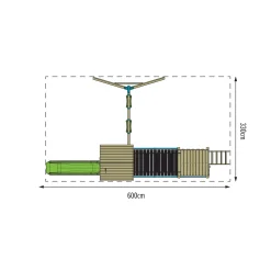 TP Skywood Wooden Tower Climbing Frame with Ripple Slide, Sky Bridge, Mini Tower & Double Swing Arm - FSC® certified