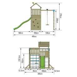 TP Skywood Wooden Tower Climbing Frame with Ripple Slide, Sky Deck, Skyline & Flying Fox Add On - FSC® certified
