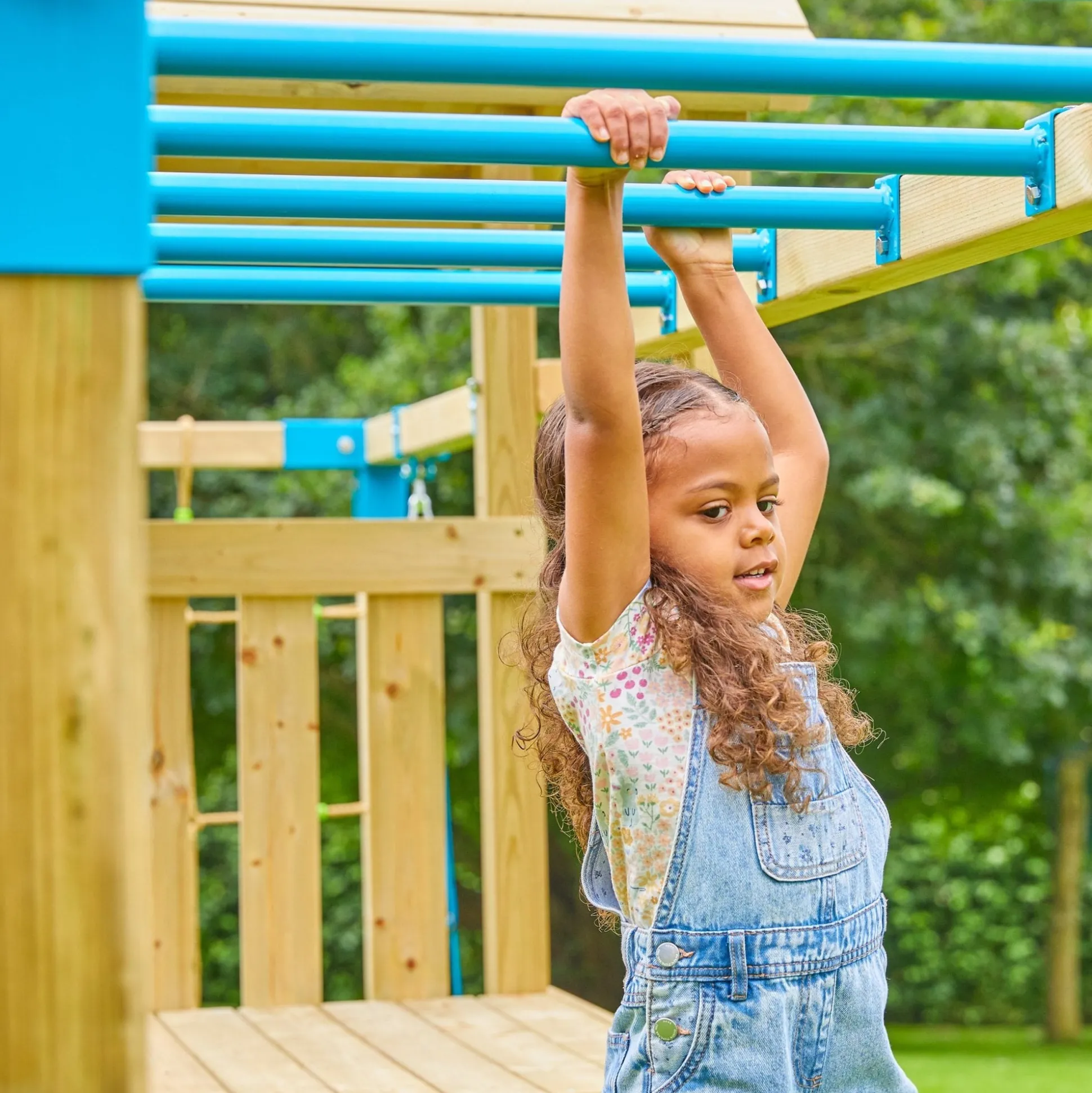 TP Skywood Wooden Tower Climbing Frame with Ripple Slide, Monkey Bars & Single Swing Arm - FSC® certified