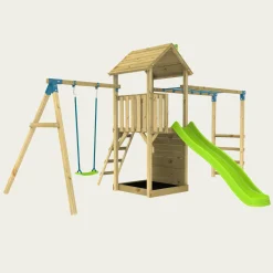 TP Skywood Wooden Tower Climbing Frame with Ripple Slide, Monkey Bars & Single Swing Arm - FSC® certified