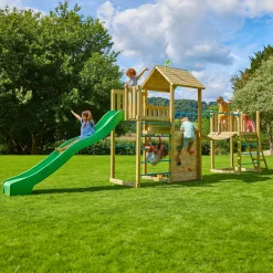 TP Skywood Wooden Tower Climbing Frame with Sky Deck, Super Wavy Slide, Sky Bridge & Mini Tower - FSC® certified