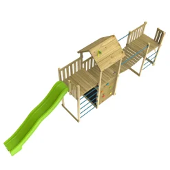 TP Skywood Wooden Tower Climbing Frame with Sky Deck, Super Wavy Slide, Sky Bridge & Mini Tower - FSC® certified