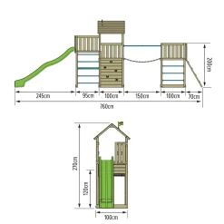 TP Skywood Wooden Tower Climbing Frame with Sky Deck, Super Wavy Slide, Sky Bridge & Mini Tower - FSC® certified