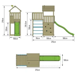 TP Skywood Wooden Tower Climbing Frame with Ripple Slide & Sky Deck - FSC® certified