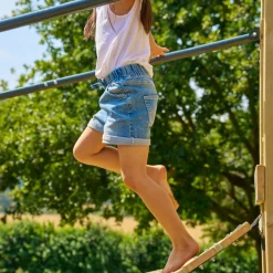 TP Skywood Wooden Tower Climbing Frame with Ripple Slide, Sky Bridge, Additional Play Tower & Double Swing Arm - FSC® certified