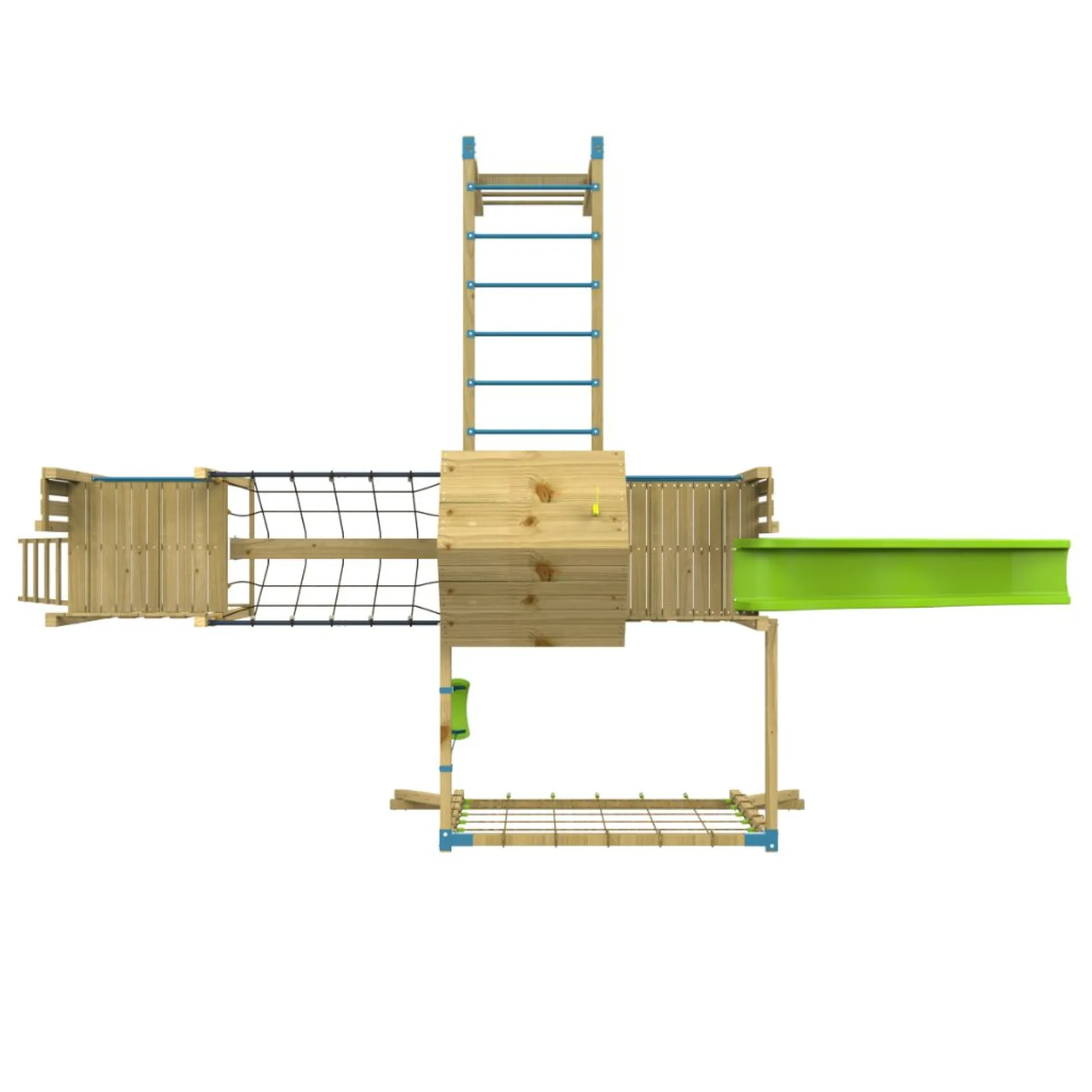 TP Skywood Wooden Tower Climbing Frame with Super Wavy Slide, Sky Deck, Monkey Bars, Skywalk Bridge, Skyline with Swing Seat & extra play tower - FSC® certified