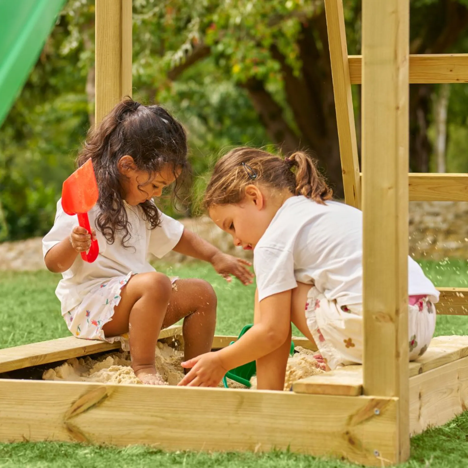 TP Skywood Wooden Tower Climbing Frame with Ripple Slide, SkyWalk Bridge, Lookout Tower & Double Swing Arm - FSC® certified