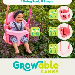 TP Small to Tall 2 in 1 Metal Swing Set with Pink Quadpod