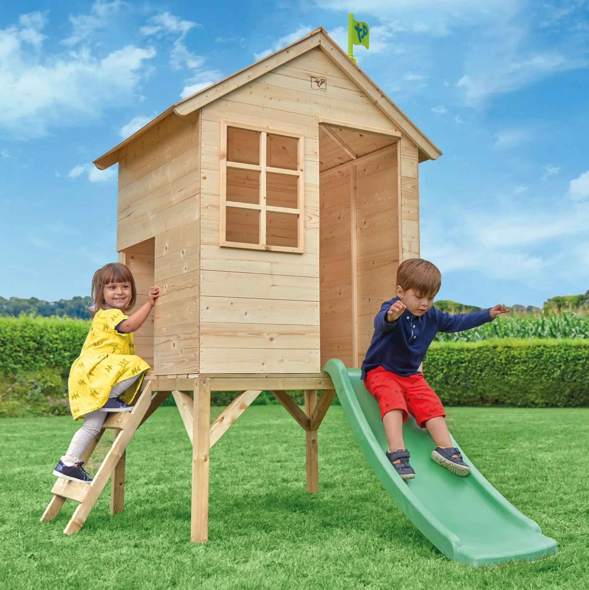 TP Sunnyside Wooden Tower Playhouse with Slide - FSC® certified