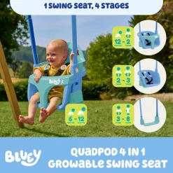 TP Treehouse Wooden Play Tower with Wavy Slide & Bluey Quadpod - FSC® certified