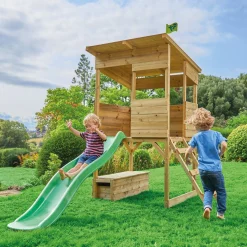 TP Treetops Wooden Tower Playhouse with Toy Box and Slide - FSC® certified