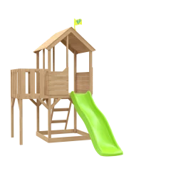 Treehouse Wooden Play Tower, with Wavy Slide & Wooden Balcony - FSC® certified
