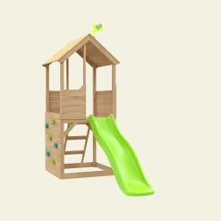 Treehouse Wooden Play Tower, with Wavy Slide & Climbing Wall - FSC® certified