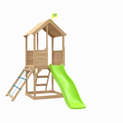 Treehouse Wooden Play Tower, with Wavy Slide & Cargo Net - FSC® certified