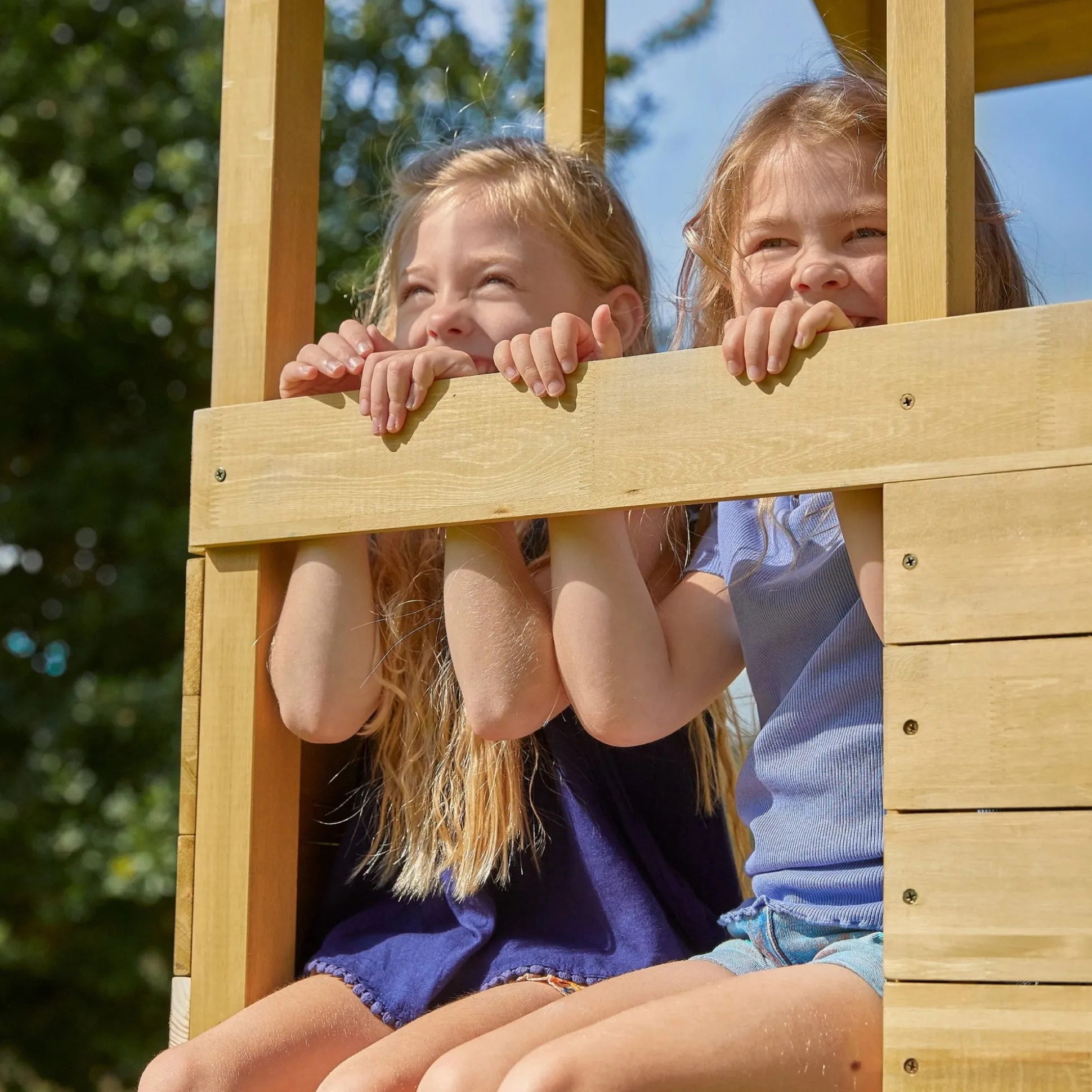 Treehouse Wooden Play Tower, with Wavy Slide & Cargo Net - FSC® certified