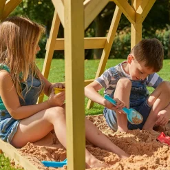 Treehouse Wooden Play Tower, with Climbing Wall - FSC® certified