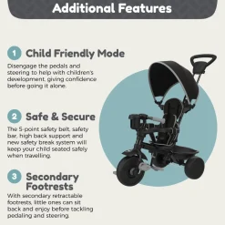 Zoomee 4 in 1 Deluxe Trike - Grey Storm
