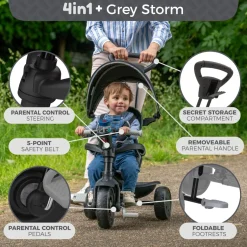 Zoomee 4 in 1 Deluxe Trike - Grey Storm