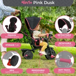 Zoomee 4 in 1 Deluxe Trike - Pink Dusk