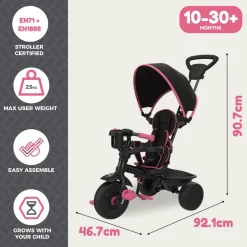 Zoomee 4 in 1 Deluxe Trike - Pink Dusk